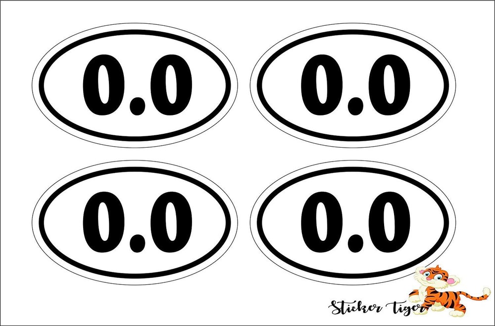 (4) 0.0 Miles Anti Running Lazy Marathon Jogging Euro Oval Bumper Stickers Decal