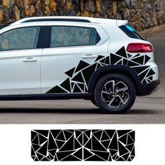 Car Body Side Geometric Triangle Graphic Decal Glossy Black Sticker Trim 78x23in