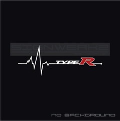 Type R heartbeat pulse Sticker left 2 colors Pair