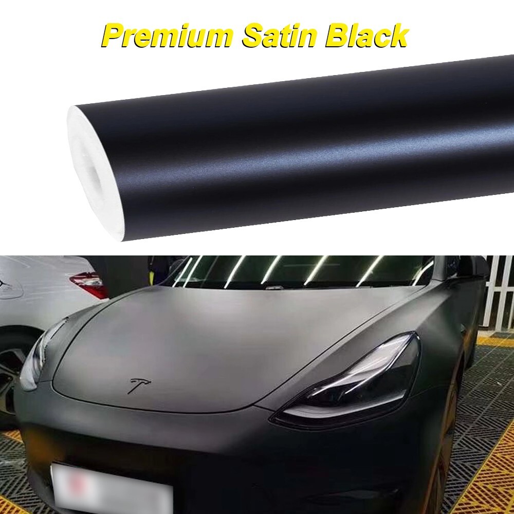 72″x60″ Satin Matte Metallic Black Vinyl Wrap Adhesive Air Release 6ft x 5ft