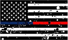 American BLUE RED Line GRUNGE Black White BW Flag Police Firefighter Sticker VAR