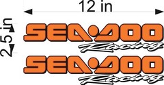 SEA-DOO Racing / PAIR / 12″ ORANGE Vinyl Personal Watercraft Vehicle Decals