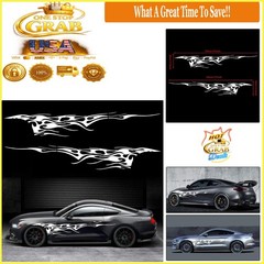2Pcs Car Flame Graphics Side Stickers Decal for SUV Truck Waterproof White