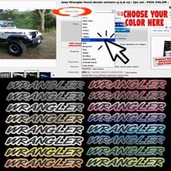 Hood decals stickers for Wrangler yj tj jk – 2pc set – PICK COLOR