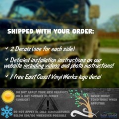 Hood decals stickers for Wrangler yj tj jk – 2pc set – PICK COLOR