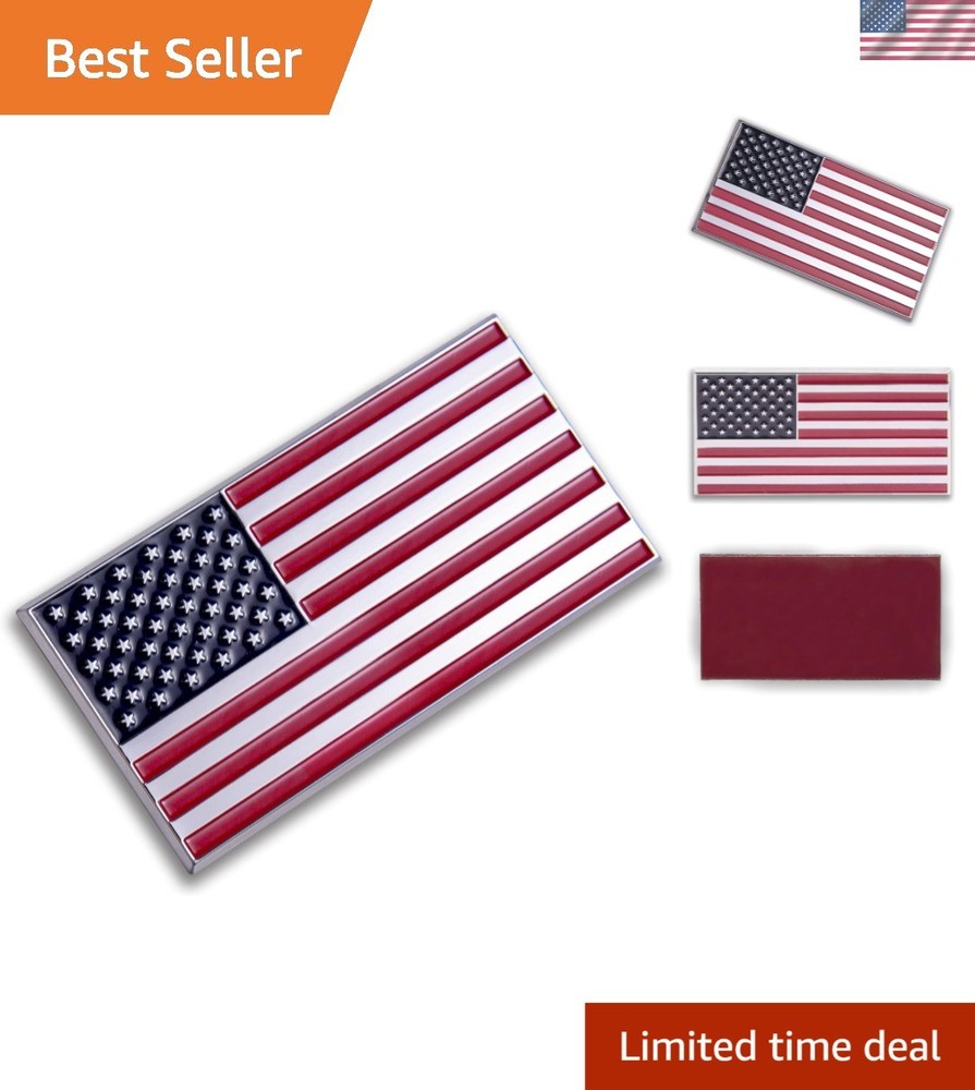 Universal Fit Red/Blue American Flag Auto Emblem – Perfect for Cars & Trucks