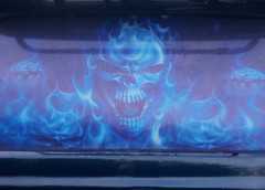 Car Sticker Decal Wrap Back Flaming Skull Vinyl Rear Window Graphic Tint Blue