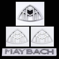 4pcs Silver Maybach set Fender Side Rear Trunk Emblems Badge For S-Class W222