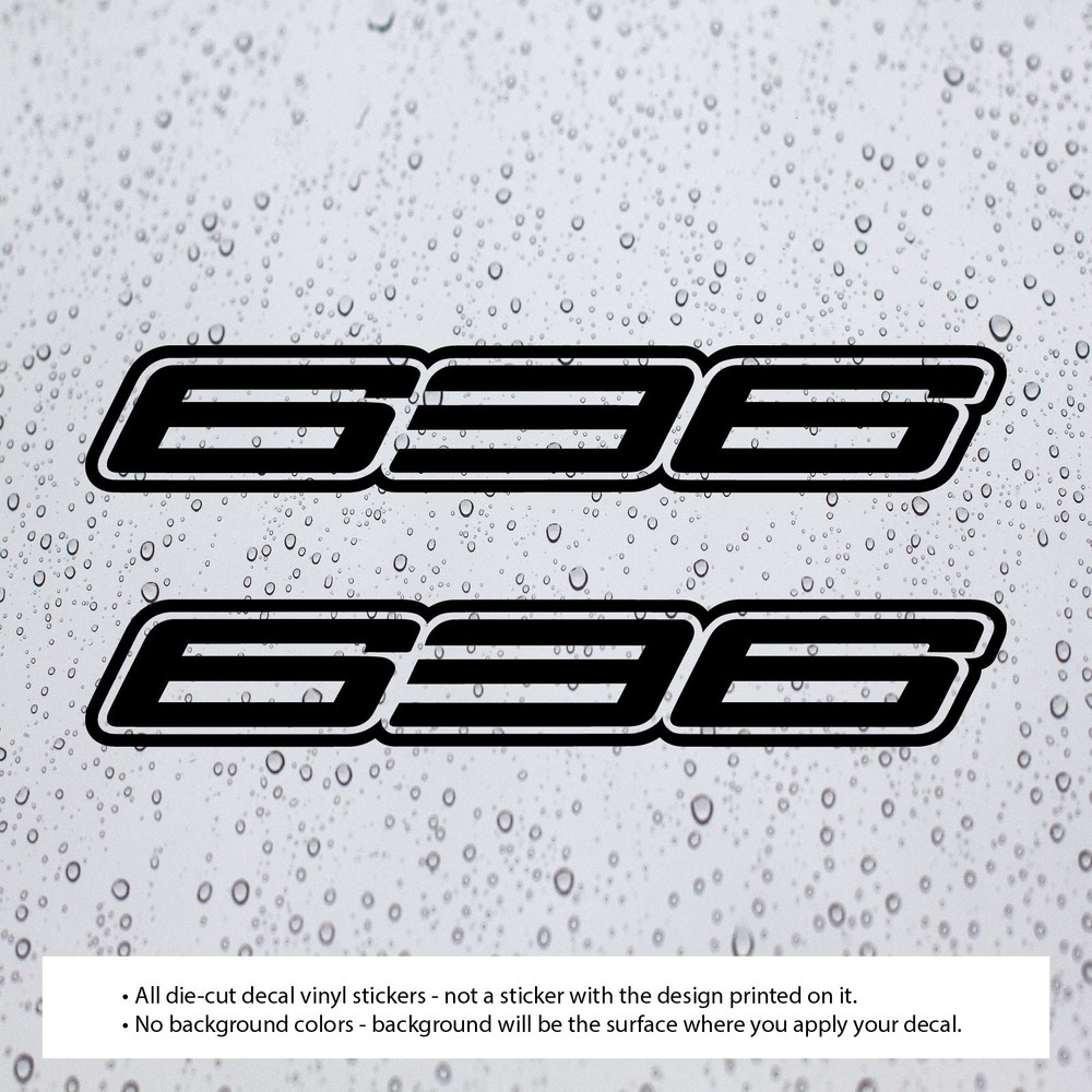 (2X) 636 Outlined Decal Vinyl Stickers for Ninja Motorcycles ZX6-R