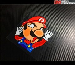 Reflective Super Mario Squished funny Peeking Anime JDM Sticker #M10