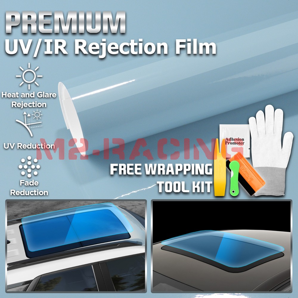TPU Glass Sunroof Clear Bra VLT70% UV99% Block Windshield Sunshade Top Window