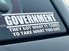 GOVERNMENT -WHITE- Vinyl Decal Indoor & Outdoor Sticker. Choose Size!