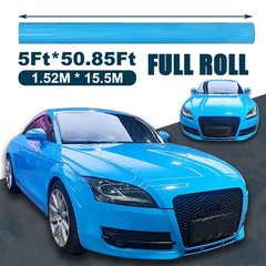 5FTx50FT PET Crystal Ice Cream Blue Vinyl Wrap Self-Adhesive Air Release