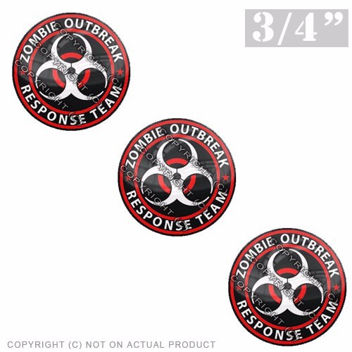 3 Pack Gel Top Domed Glossy 3/4″ 3M Premium Decal Stickers ZOMBIE OUTBREAK RW