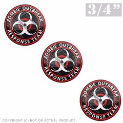 3 Pack Gel Top Domed Glossy 3/4″ 3M Premium Decal Stickers ZOMBIE OUTBREAK RW