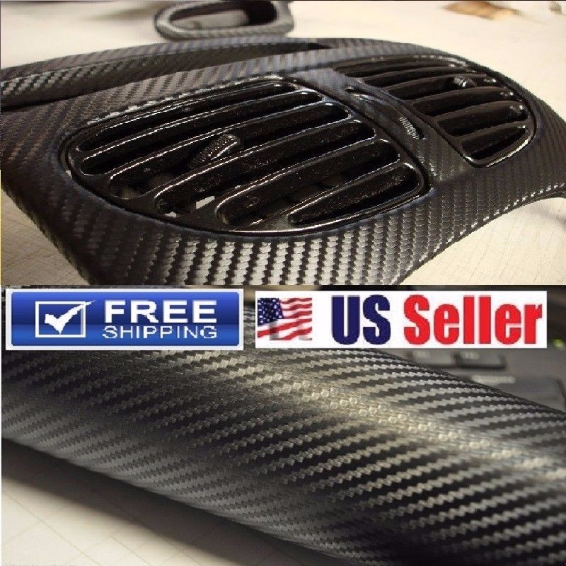 Premium Gloss 4D Carbon Fiber Vinyl Wrap Sticker Protection Film Sheet 5FT x 2FT