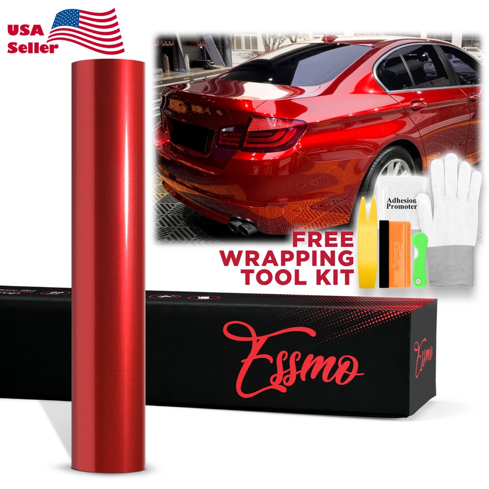 ESSMO PET Super Gloss Metallic Soul Red Car Vehicle Vinyl Wrap Decal Like Paint