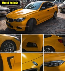 50FT X 5FT Full Car Wrap Yellow Pearl Metal Satin Matte Chrome Vinyl Sticker US