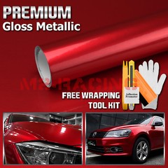 Premium Gloss Metallic Red High Glossy Sticker Decal Vinyl Wrap Air Release