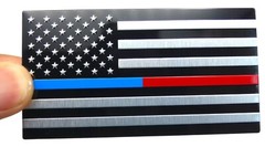 ALUMINUM Thin Blue Red Line Decal Sticker Law Enforcement, Police, Firefighter