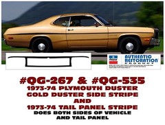 GE-QG-267 QG-535 1973-74 PLYMOUTH GOLD DUSTER – SIDE STRIPE & TAIL PANEL STRIPE