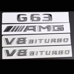 4PCS Chrome BADGES FOR MERCEDES G-CLASS G63+AMG+V8 BITURBO EMBLEMS W464