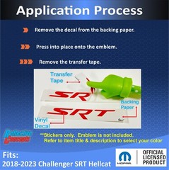 2018 – 2023 Challenger SRT Hellcat Front and Rear SRT Emblem Overlay Decals