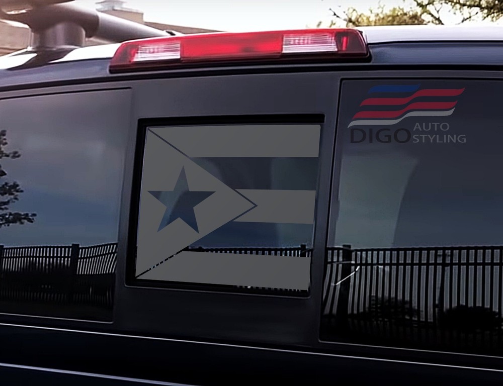 Fits 2013 – 2024 Nissan Frontier Back Middle Window Puerto Rico Flag Decal black