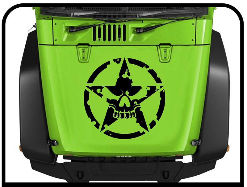 20″ Distressed Skull Military Army Star Sticker for Truck SUV Hood Door