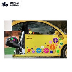 40 Vibrant Daisy Flower Car Stickers – Bright Rainbow Decals for Customization
