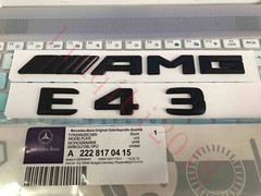 Matt black ” E43 + AMG ” Letters Trunk Emblem Badge Sticker for Mercedes Benz