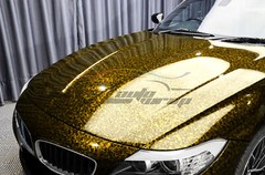 ESSMO PET Marble Forged Gloss Carbon Fiber Golden Yellow Car Vinyl Wrap Decal
