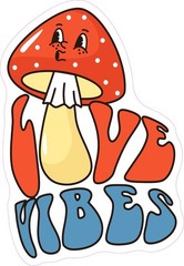 Mushroom Red Love Good Vibes Face Smile Vinyl Bumper Sticker Window Decal Laptop