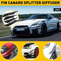 4/8Pcs Bumper Splitter Car Fin Canard Valence Diffuser Spoiler Lip Glossy Black