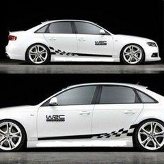 2 pcs WRC Racing Plaid Side Door Fender Black Stripes Stickers for Race Car SUV