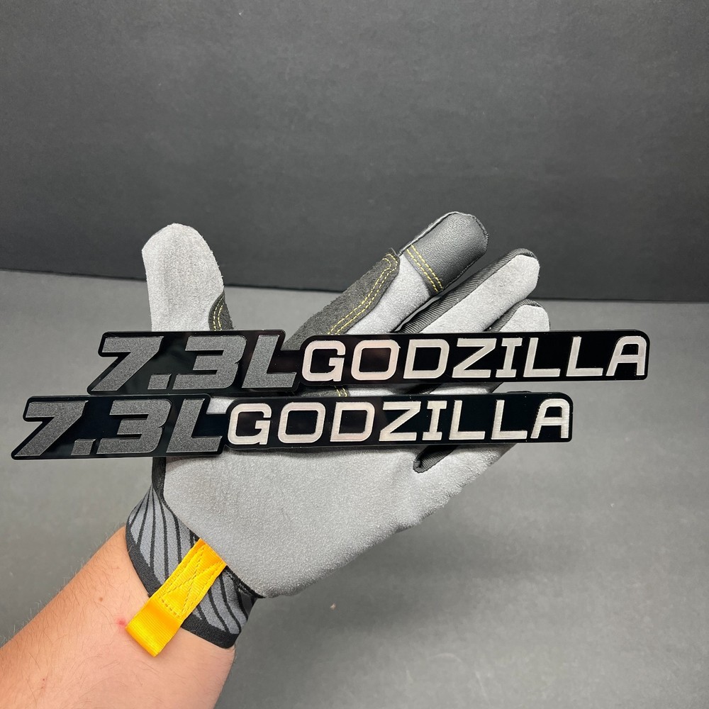 2PC 7.3L Godzilla Engine Badges–3D Emblem Pair for Car Fender Exterior