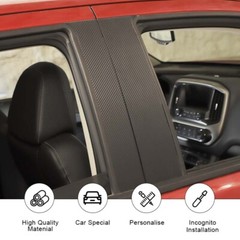 4PC REAL CARBON FIBER Pillar Posts Door Trim FOR Chevy Colorado/GMC CANYON 2015+