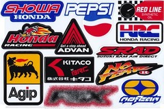 Set of 6 Multicolor Racing Stickers by Biker for Car, Metal, Plastic, Clear