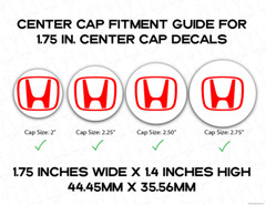 1.75 Inch Center Cap Rim H Logo Decals for Civic SI CRX Del Sol EK EF EG EP3 JDM