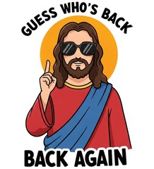 Funny Christian Jesus Phone Sticker (2 Inch) Guess Who’s Back Song