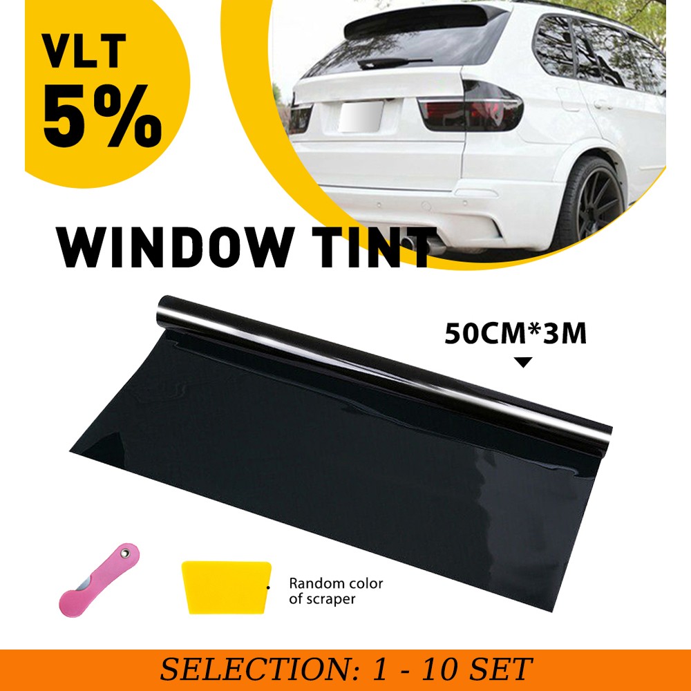 1-10X 5% VLT Window Tint Roll 20″x10ft Car Home Office Glass Heat Reject Kit DIY