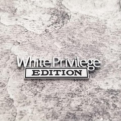 2Pcs 3D Zinc Alloy White Privilege EDITION Metal Badge Car Emblem Bumper Decal