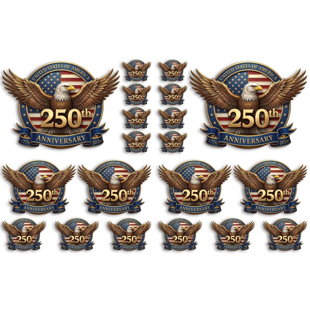 20PCS American Eagle Flag Car Decals Set – 250th Anniversary Stickers for Vehicl