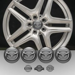 4x Mazda hub caps sticker silicone logo emblem rims wheel hub cap