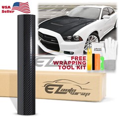 7D Carbon Fiber Black High Gloss Auto Vinyl Wrap Sticker Sheet Film Decal DIY 6D