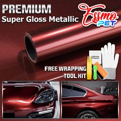 ESSMO PET Super Gloss Metallic Vampire Red Vehicle Vinyl Wrap Decal Like Paint