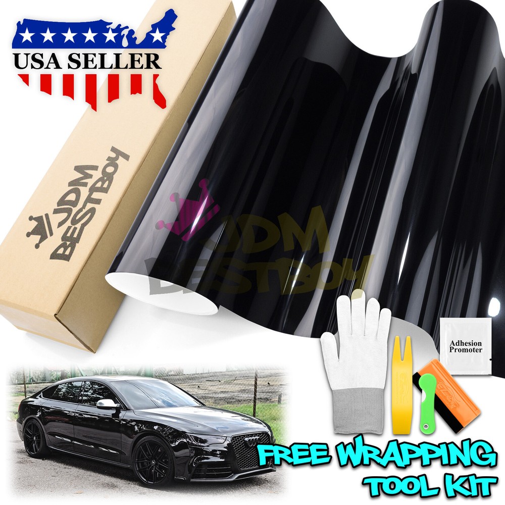 High Gloss Glossy Black Car Vinyl Wrap Sticker Decal Sheet Film DIY Air Release