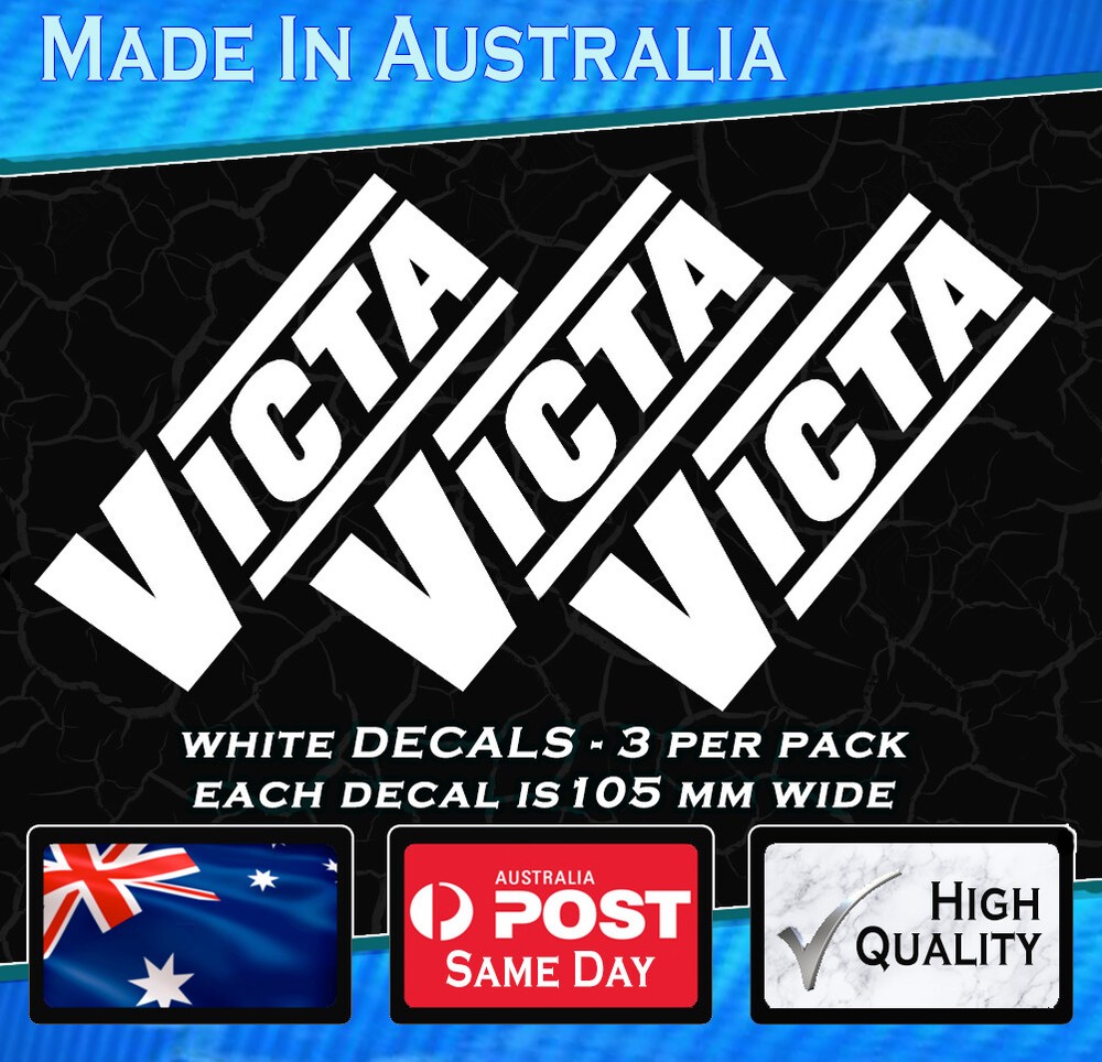 VICTA STYLE STICKERS X3 2 stroke LAWN MOWER MOTOR ENGINE RECO WHITE DECAL