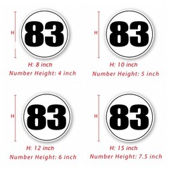 Custom Circular Number 8″ 10″ 12″ 15″ Glossy Matte Sticker /Magnet Car Door x2