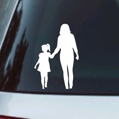 mum and daughter silhouette vinyl decal sticker